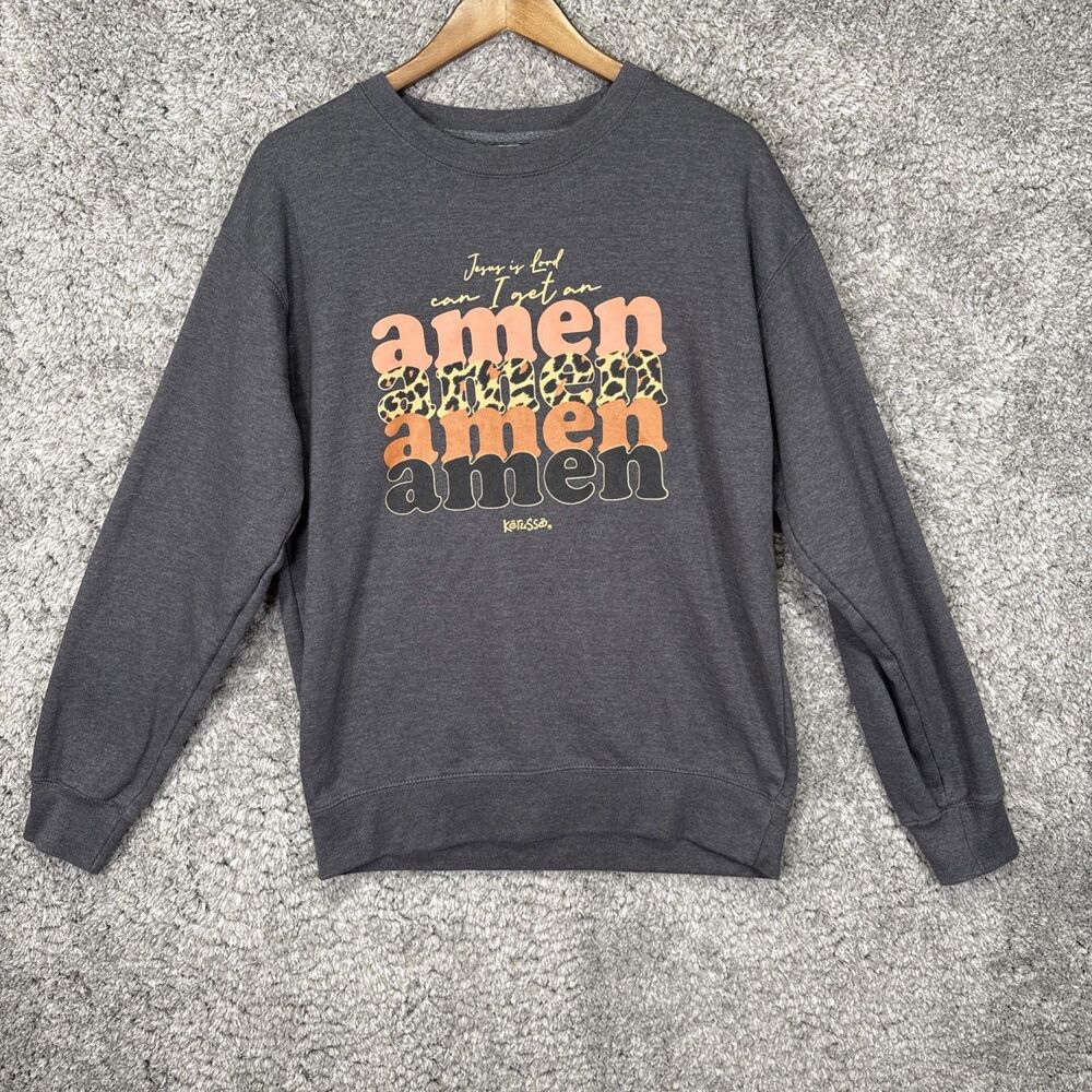 Kerusso Women’s Crewneck Sweatshirt Jesus Christian Medium Grey Pullover Casual